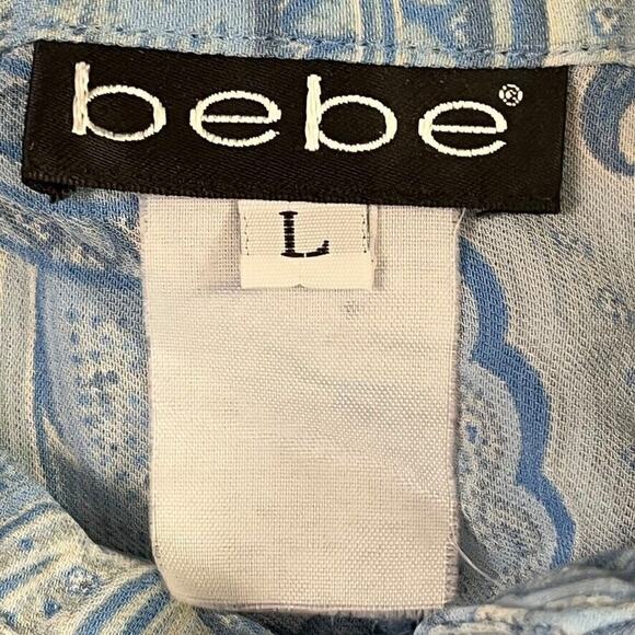 Bebe Y2K Vintage Button Up Wide Sheer Fairy Bell Sleeve Paisley Top Shirt XS - Picture 2 of 16